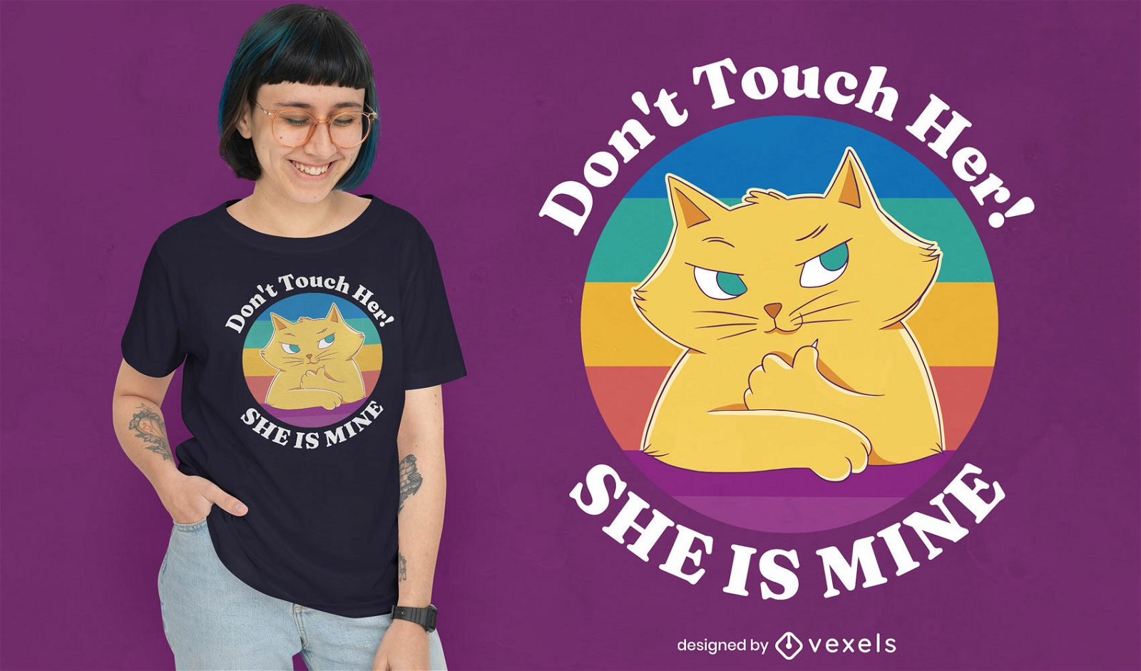 N?o toque em seu design de camiseta de gato