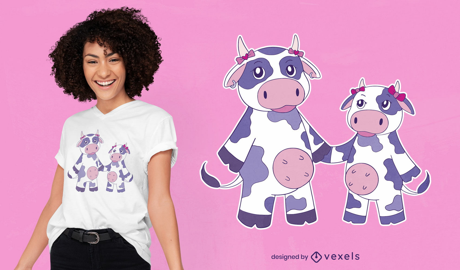 Diseño de camiseta de hermanas vacas.