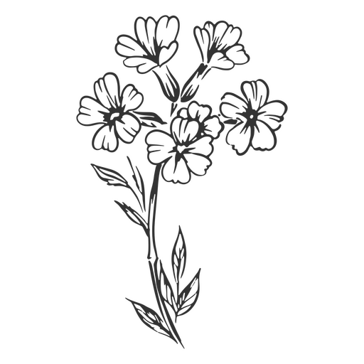 Strauß handgezeichnete Blumen PNG-Design