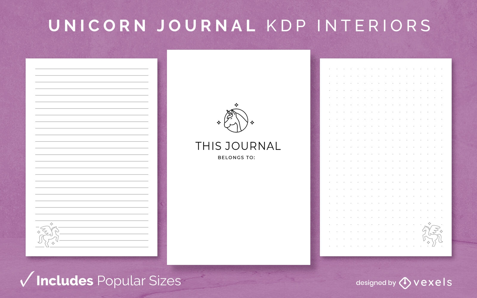 Simple unicorn Journal Design Template KDP