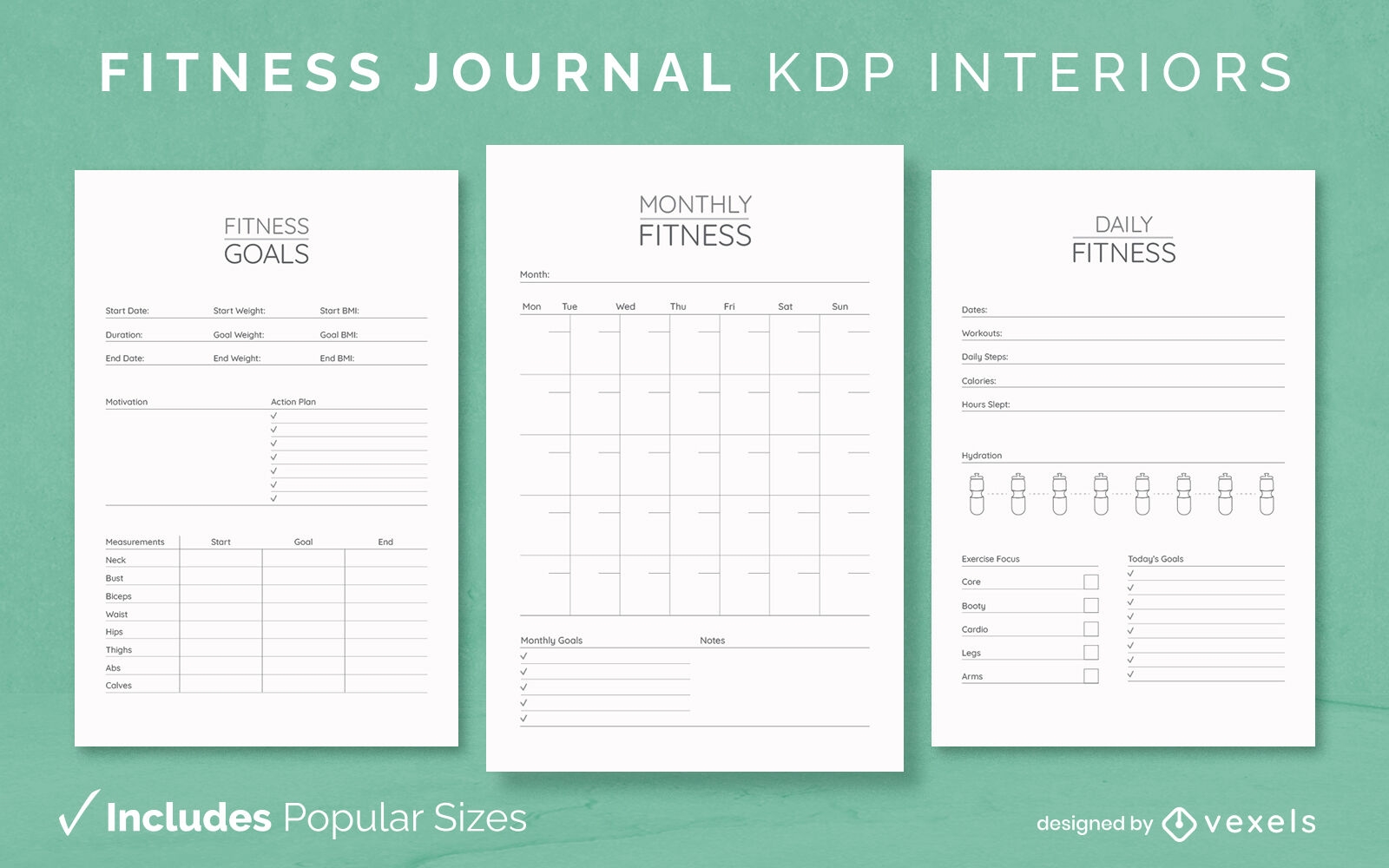 Einfache Fitness-Journal-Designvorlage KDP