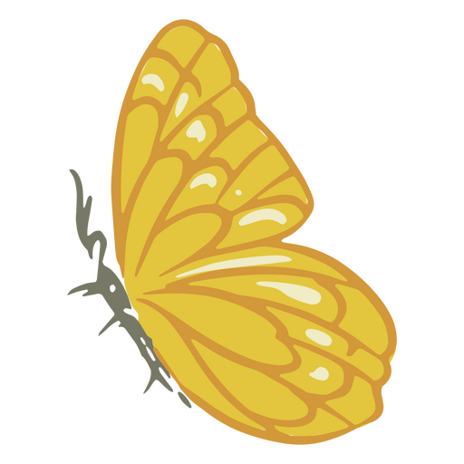 Vista lateral de mariposa amarilla Diseño PNG