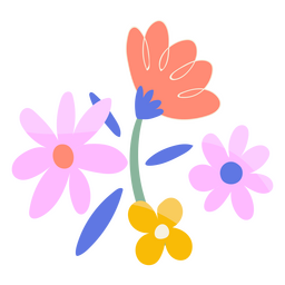 Colorful Flat Flowers PNG & SVG Design For T-Shirts