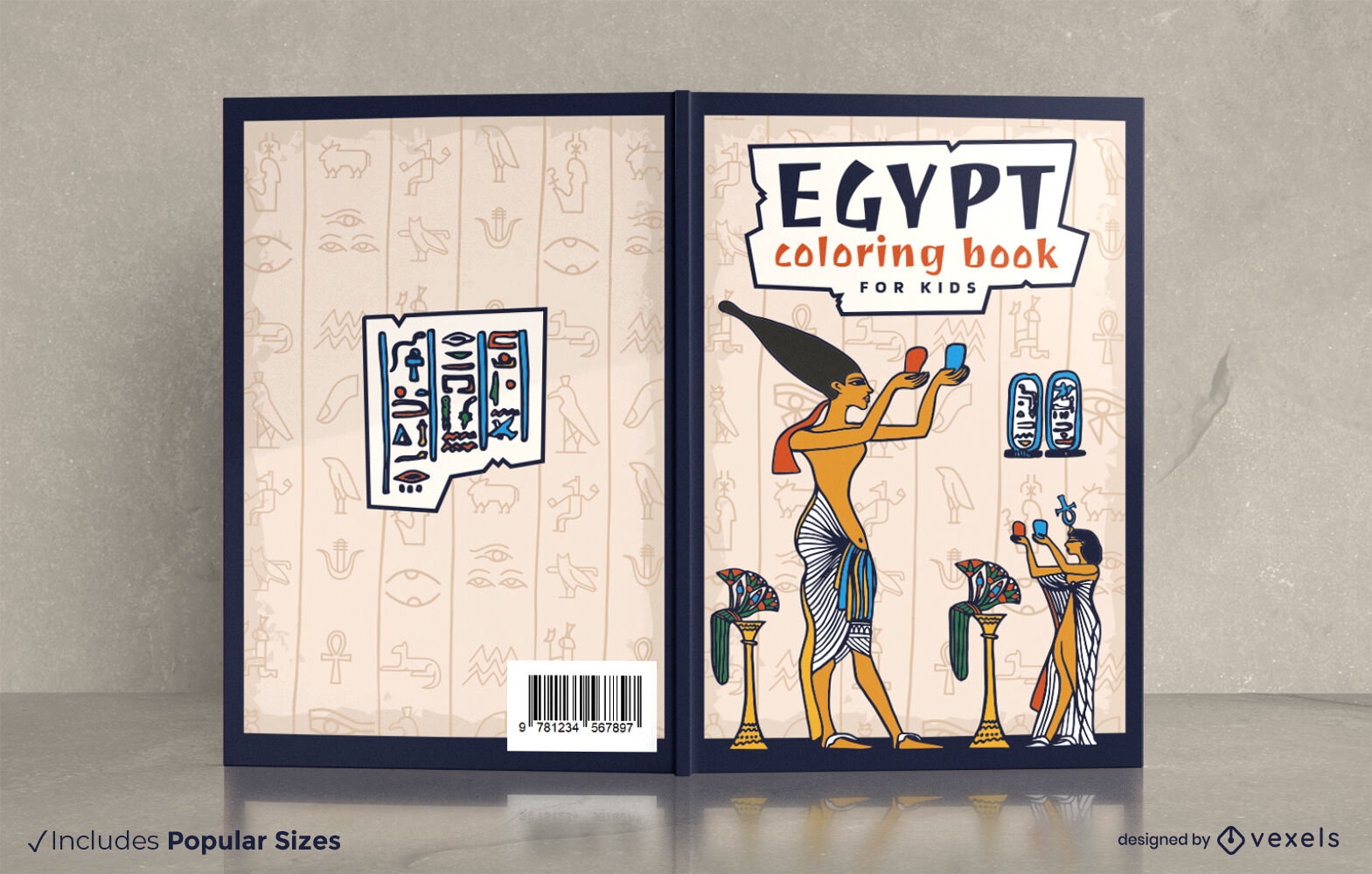 Design de capa de livro de colorir Egito