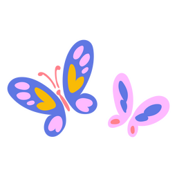 Duas borboletas planas Desenho PNG