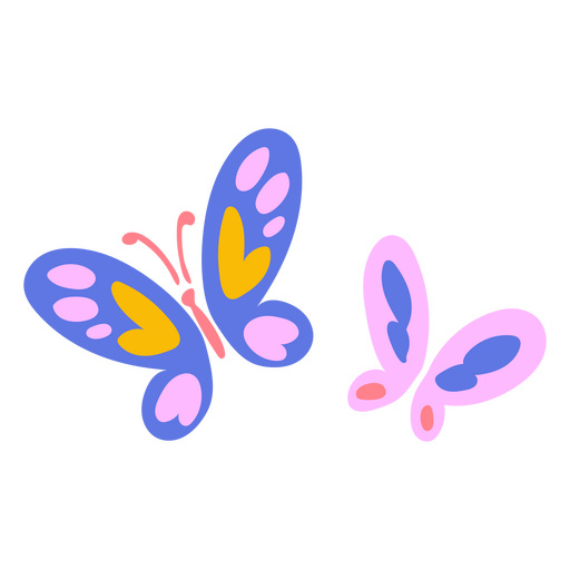 Dos mariposas planas Diseño PNG