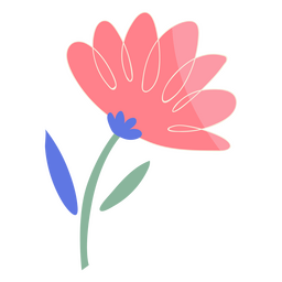 Pink flower with blue leaves PNG Design