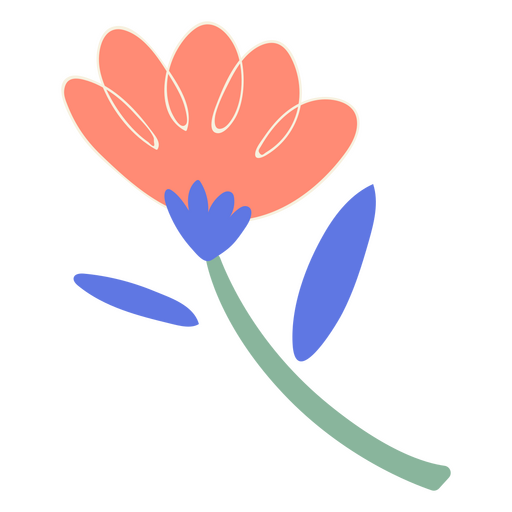 Flor vermelha com folhas azuis Desenho PNG