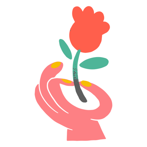 Rosafarbene Hand und Rose PNG-Design