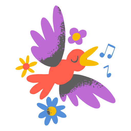 Pássaro cantando texturizado Desenho PNG