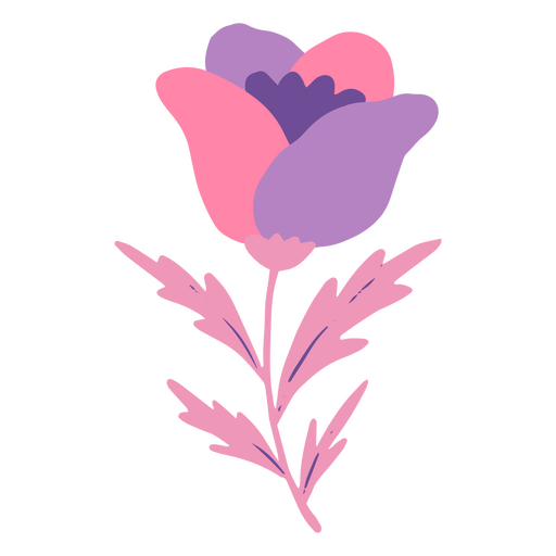 Flor plana rosa e lilás Desenho PNG