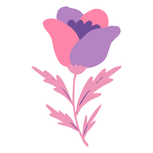 Flor plana rosa y lila Diseño PNG
