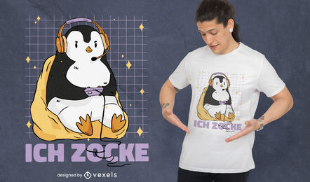Gamer-Pinguin-Zitat-T-Shirt-Design
