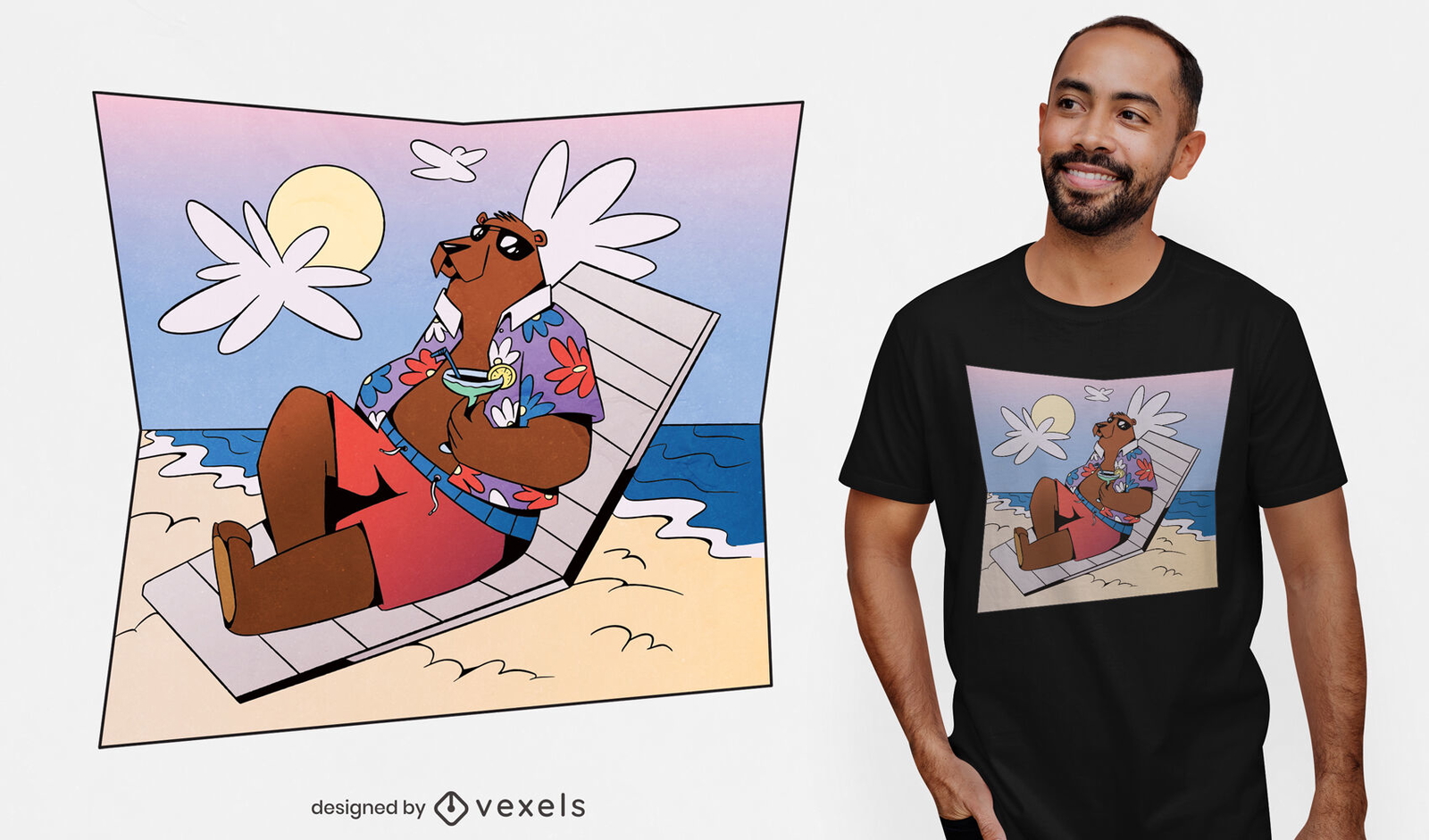 Design de camiseta de urso de verão