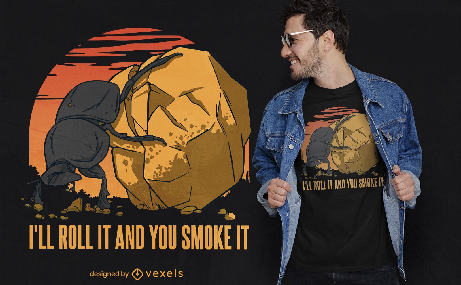 Design de camiseta de besouro fumante