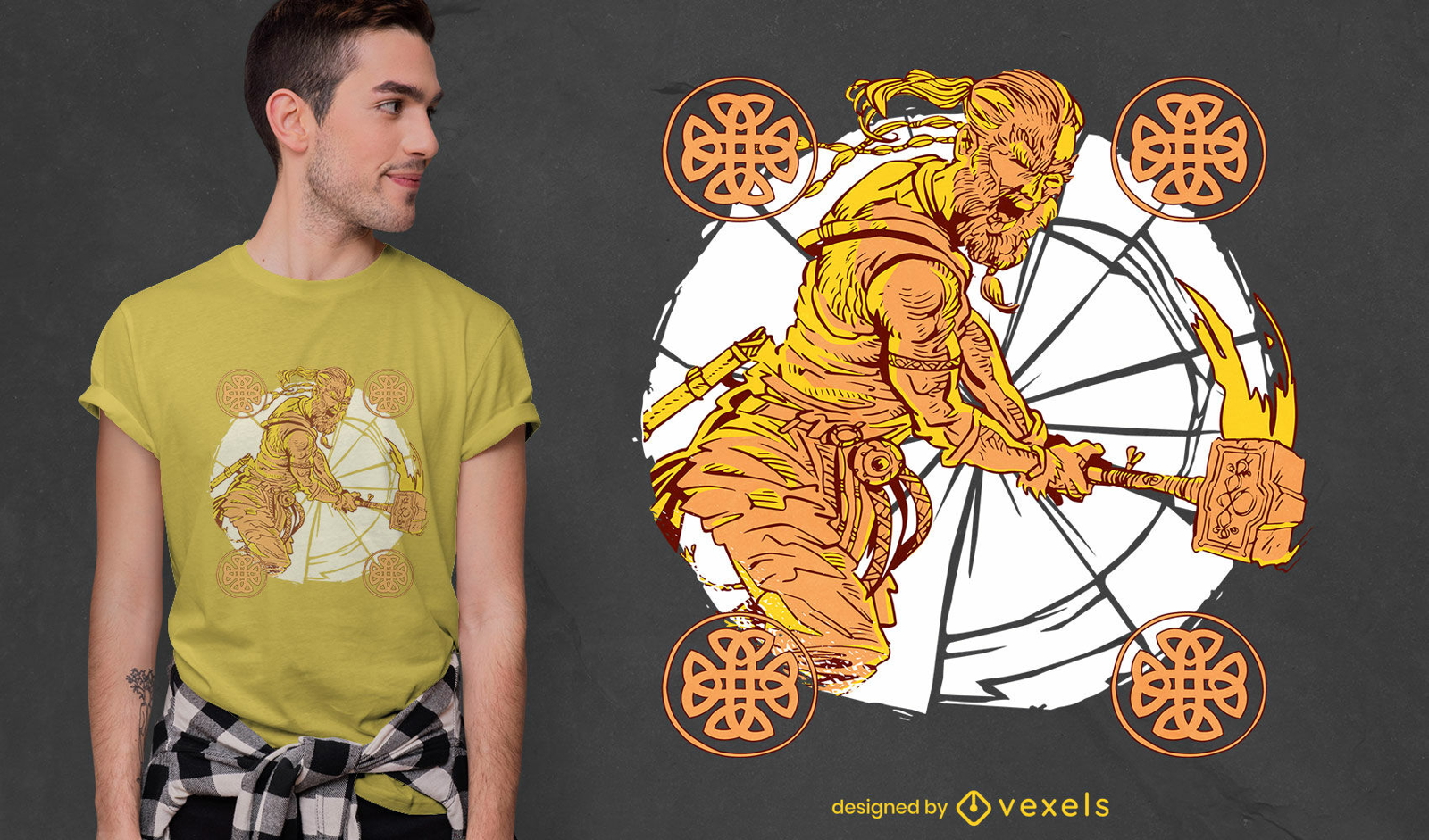 Viking warrior with hammer t-shirt design