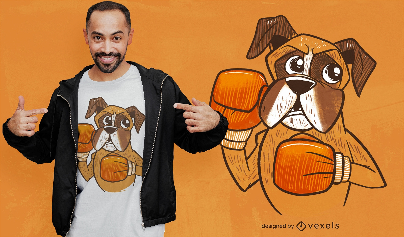 Diseño de camiseta de boxeo de perro boxer.