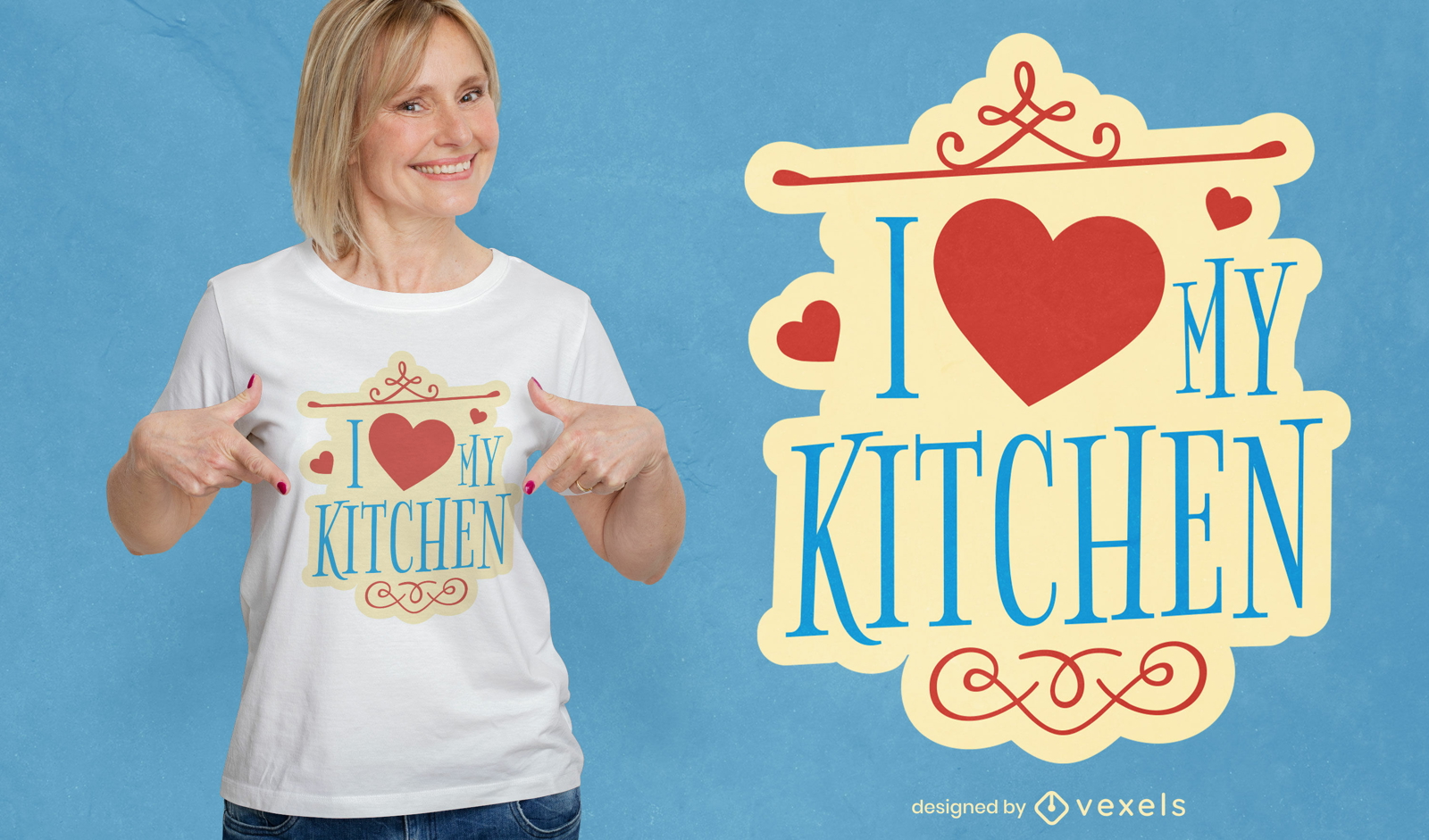 Amo meu design de camiseta com citação de cozinha