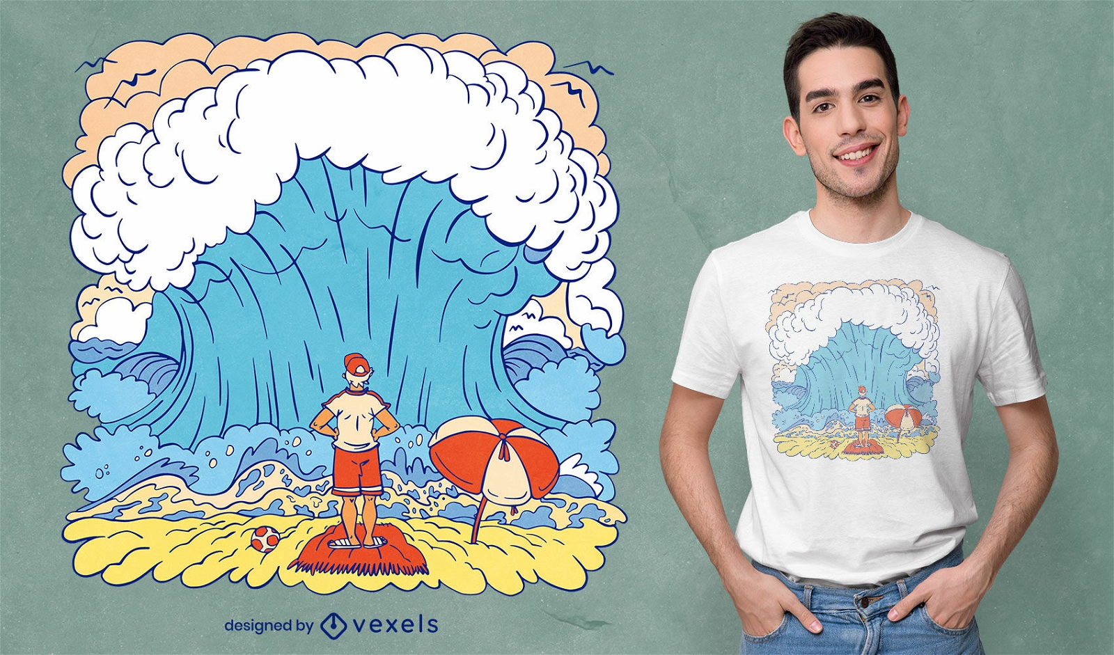 Diseño de camiseta de meme de gran ola