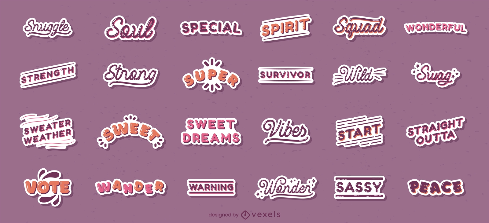 Popular words quotes sticker set