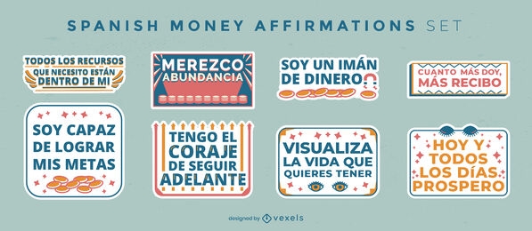 Conjunto de cotizaciones de afirmación de dinero en español