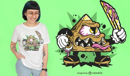 Diseño de camiseta de monstruo piramidal.