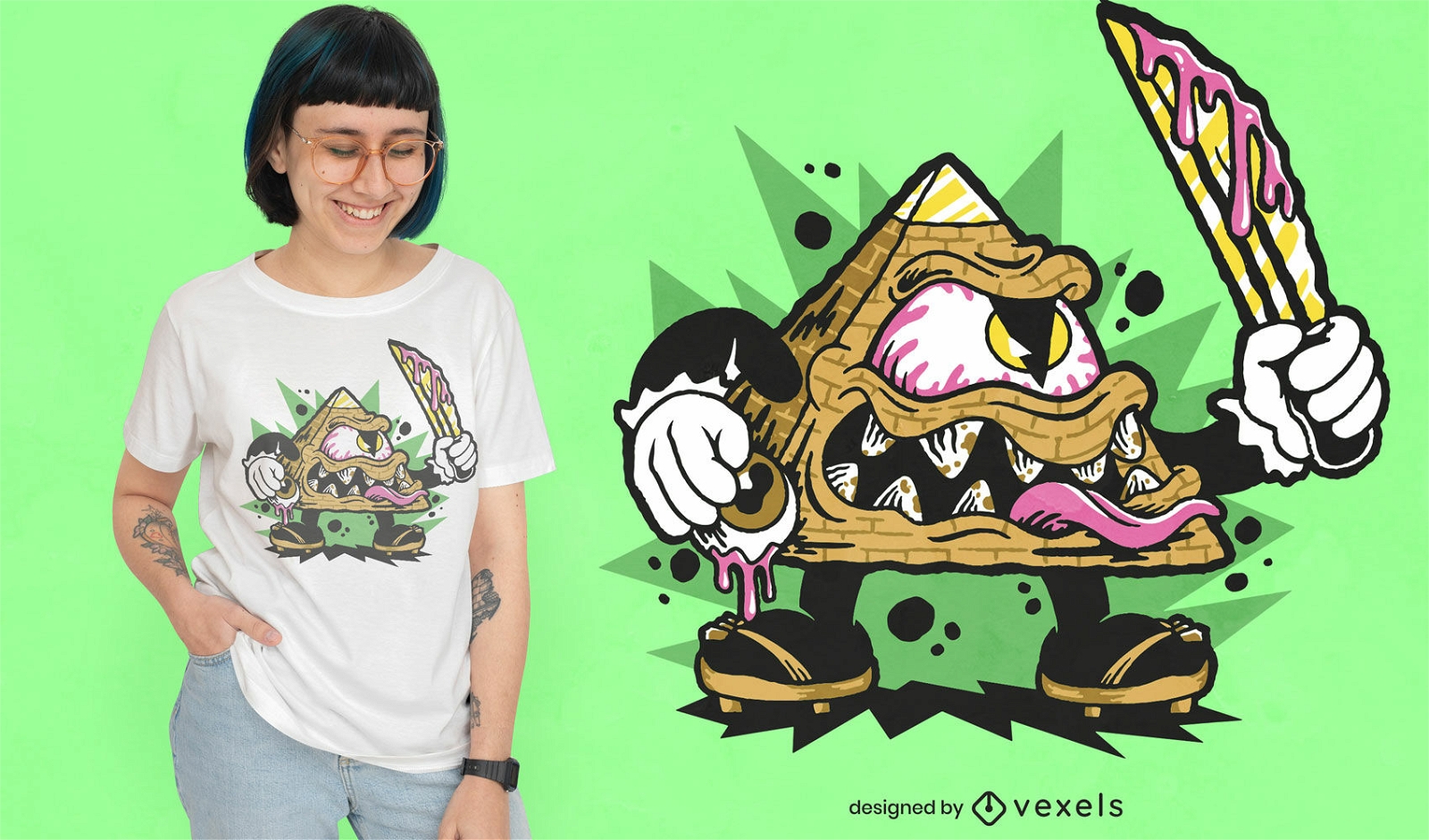 Pyramiden-Monster-T-Shirt-Design