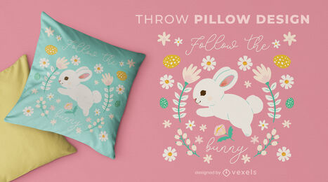 Cute bunny quote easter throw pillow design