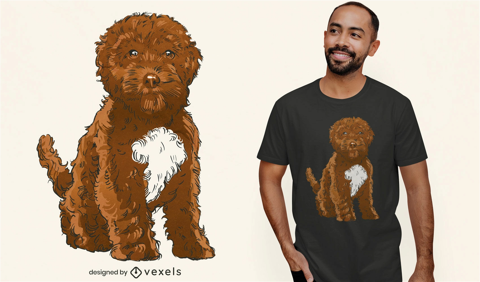 Realistisches Cockapoo-Hunde-T-Shirt-Design