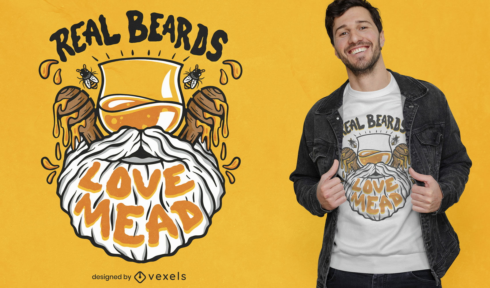 Diseño de camiseta de bebida de barba y cerveza.