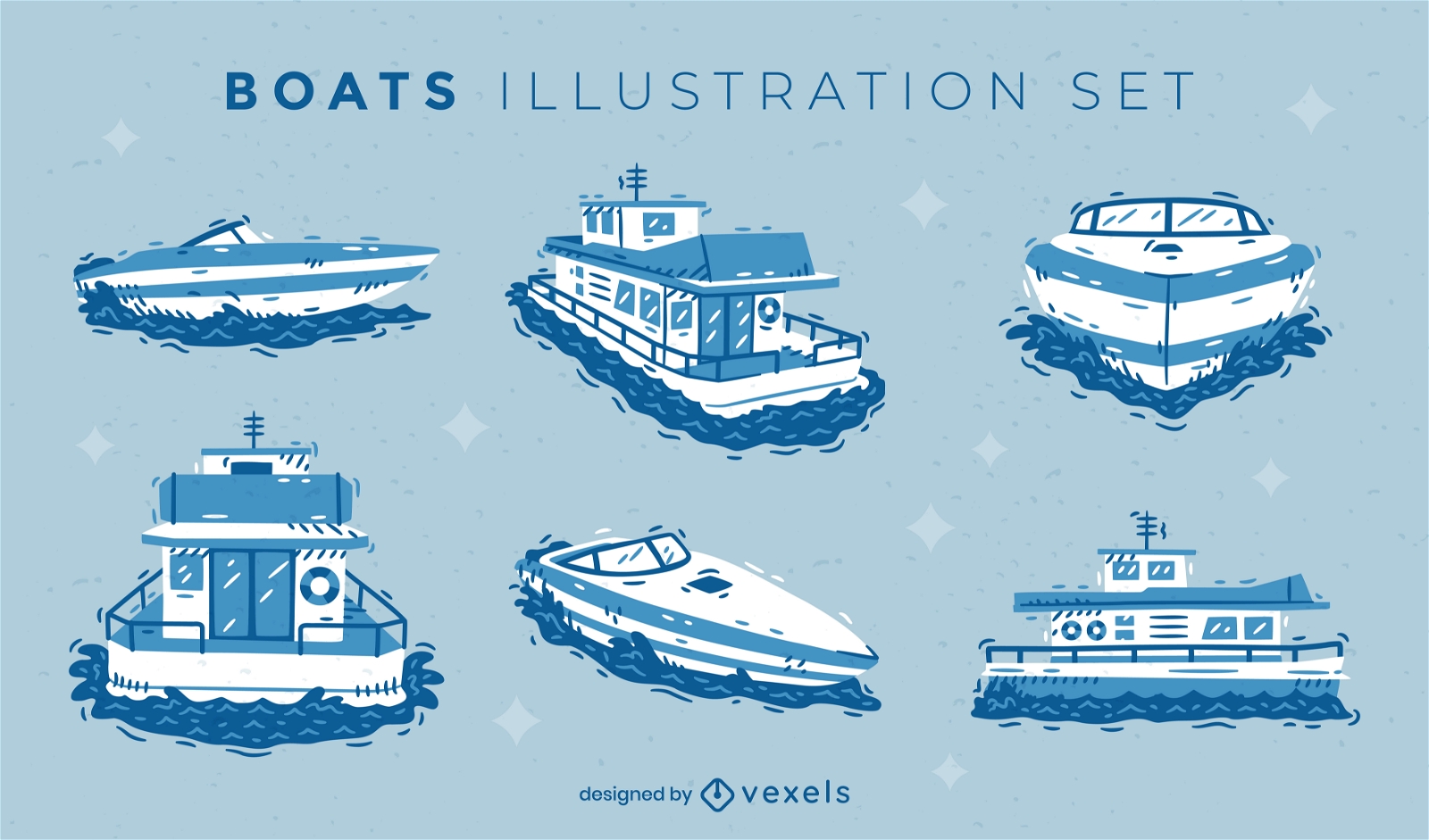 Boats illustrations set