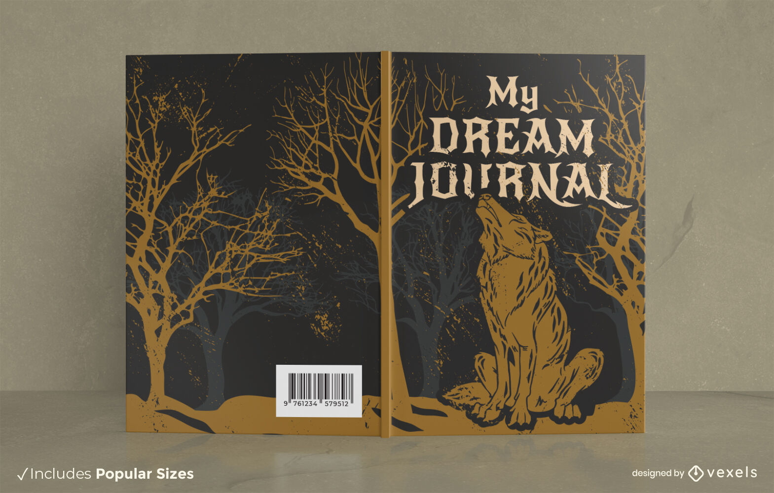 Diseño de portada de libro de lobo de diario de mis sueños