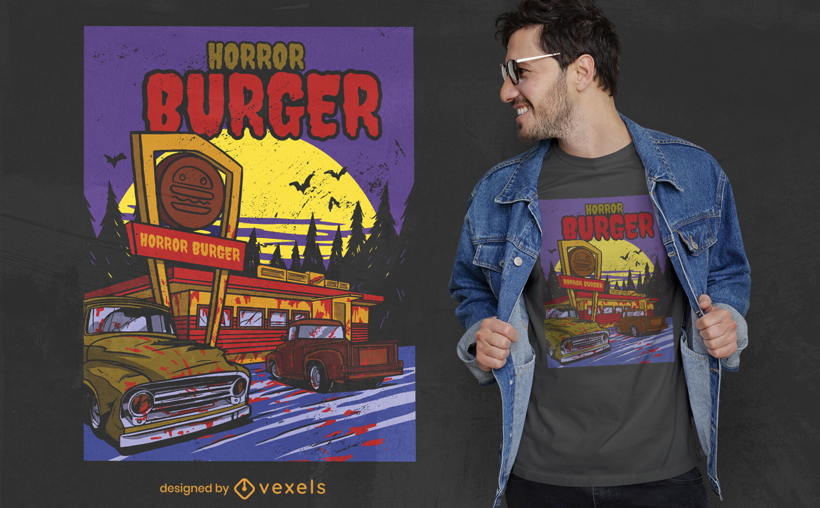 Design de camiseta de restaurante de terror