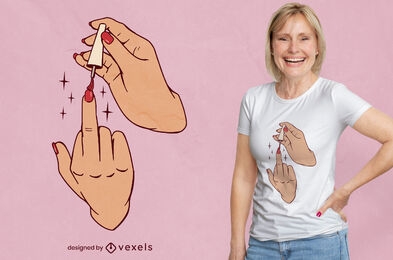 Middle finger and nail polish t-shirt design