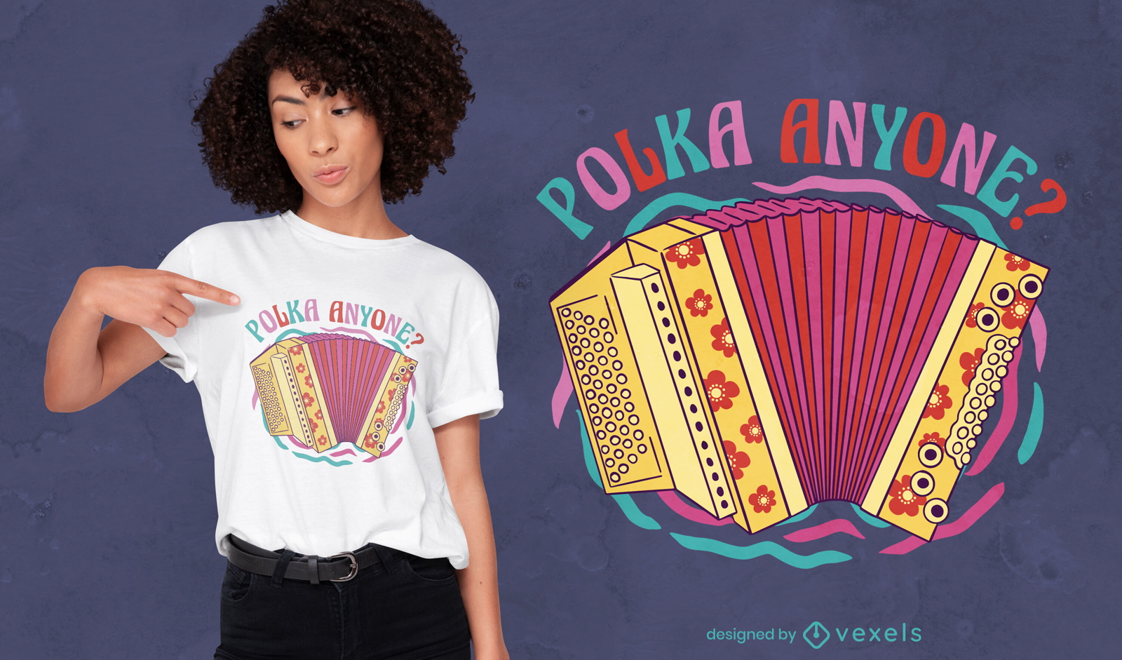 Diseño de camiseta de polka cualquiera.