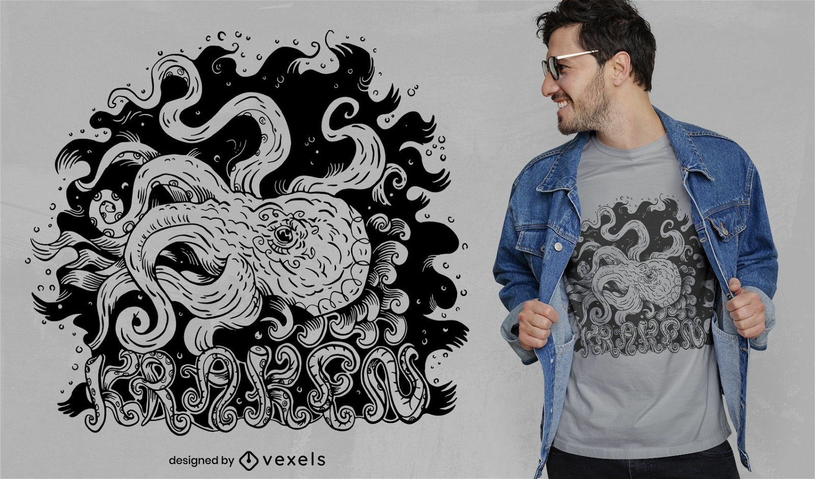Kraken-Seeungeheuer-T-Shirt-Design