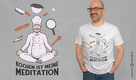 Chef cocina diseño de camiseta de meditación.