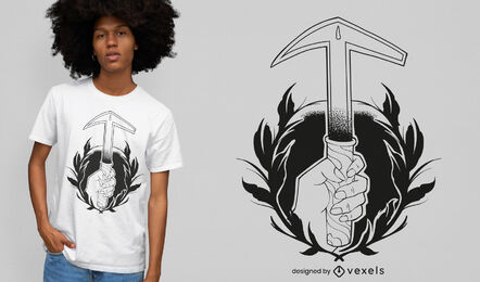Hand holding construction tool t-shirt design