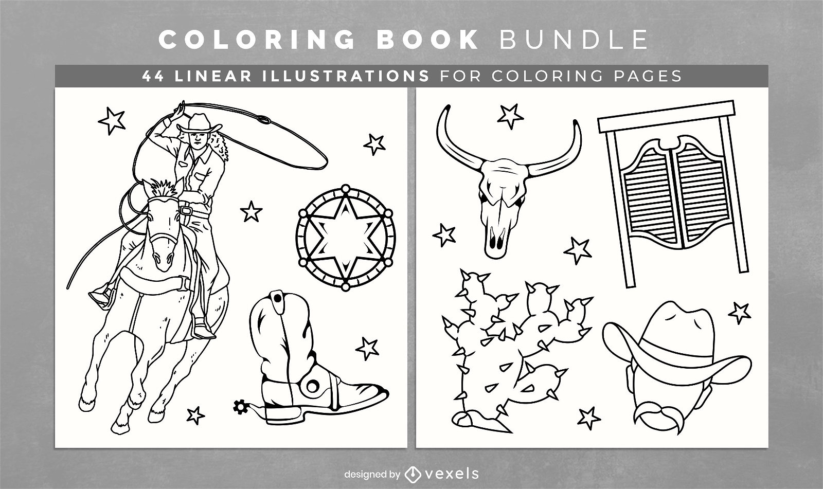 Wild west coloring book design pages