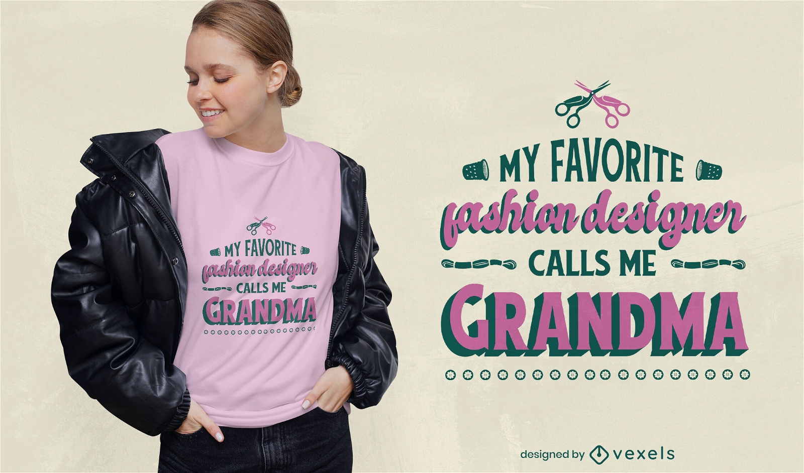 Dise?o de camiseta de abuela dise?adora de moda.