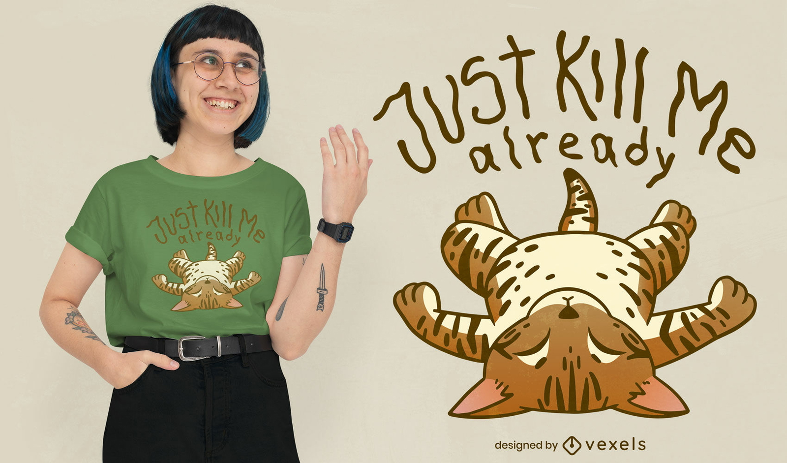 Design de camiseta com citação de gato triste