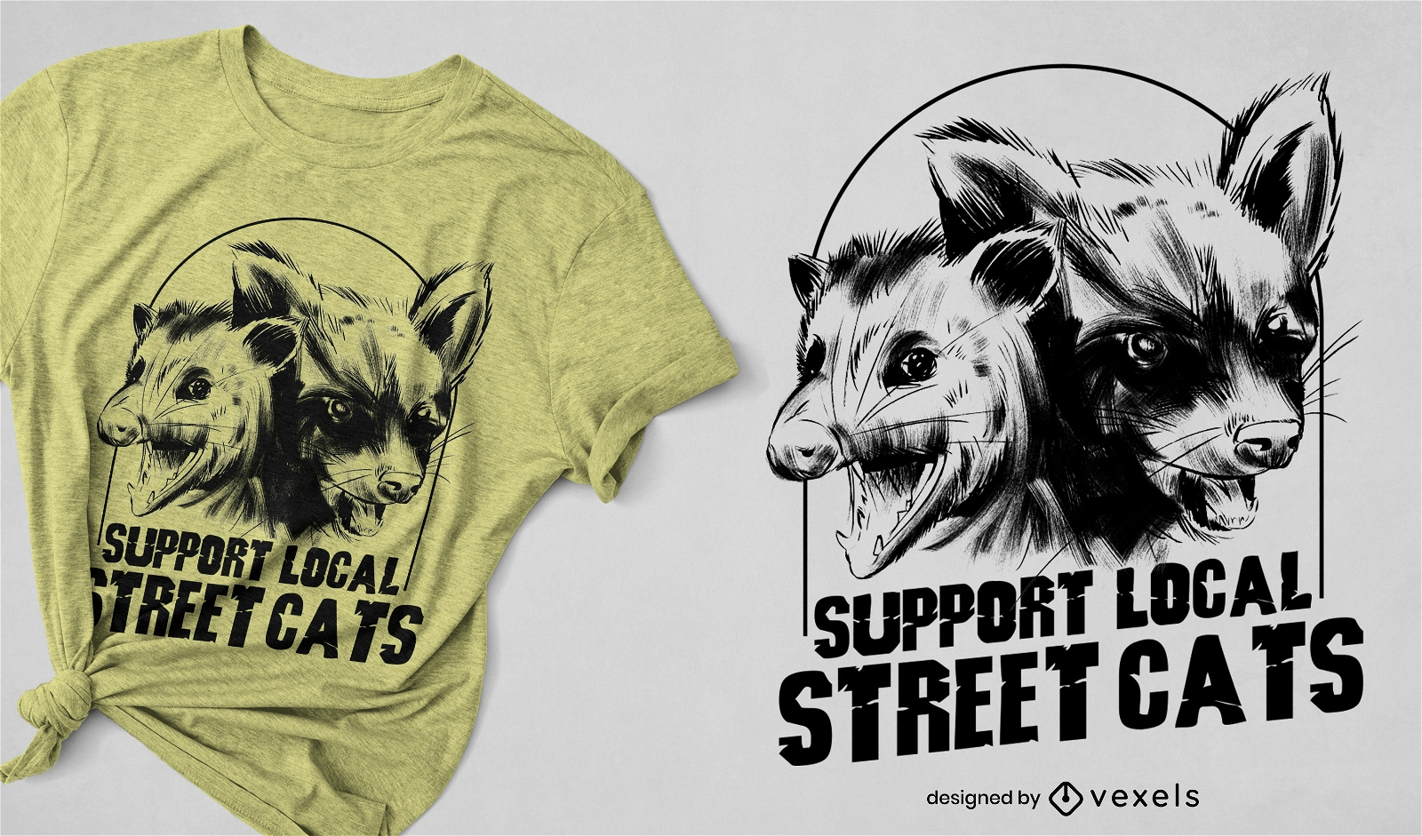 Diseño de camiseta de gatos callejeros.