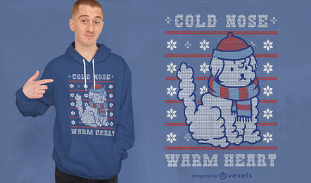 Design de camiseta feia de natal de cachorro bonito