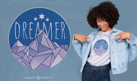 Dreamer-Wort und Berg-T-Shirt-Design