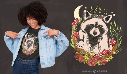 Cottagecore raccoon t-shirt design