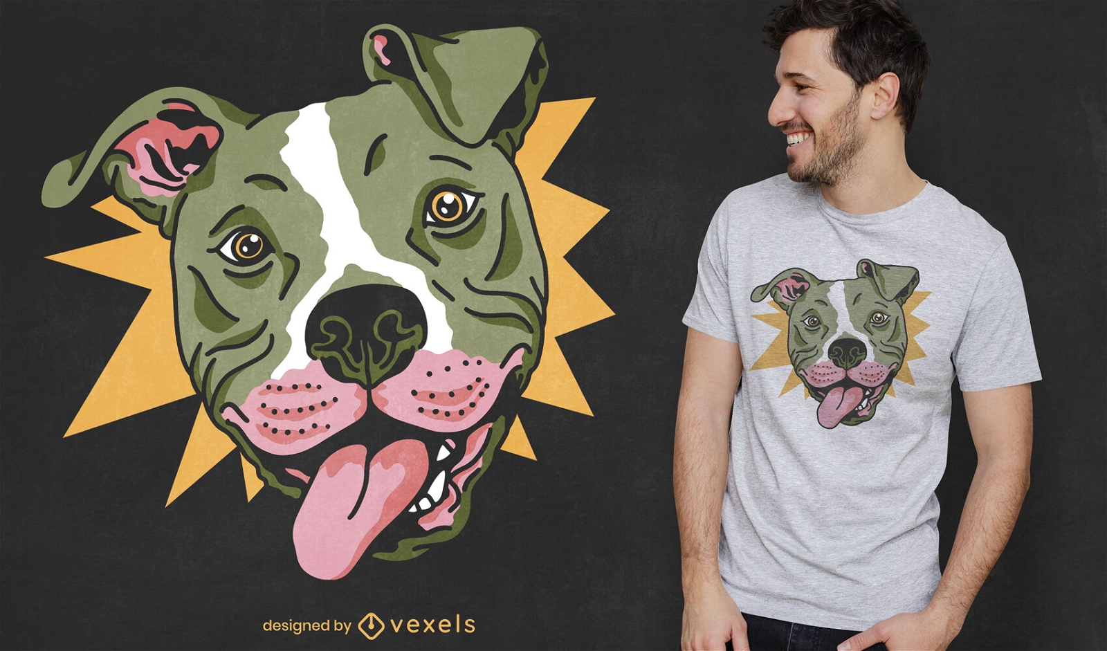 Design engra?ado de camiseta de cachorro pitbull