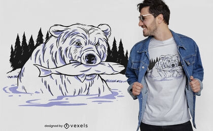 Fishing bear t-shirt design