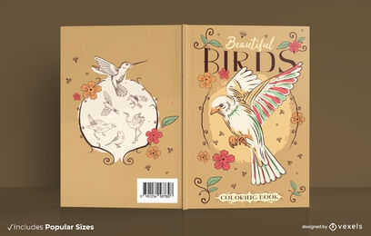 Diseño de portada de libro para colorear de pájaros
