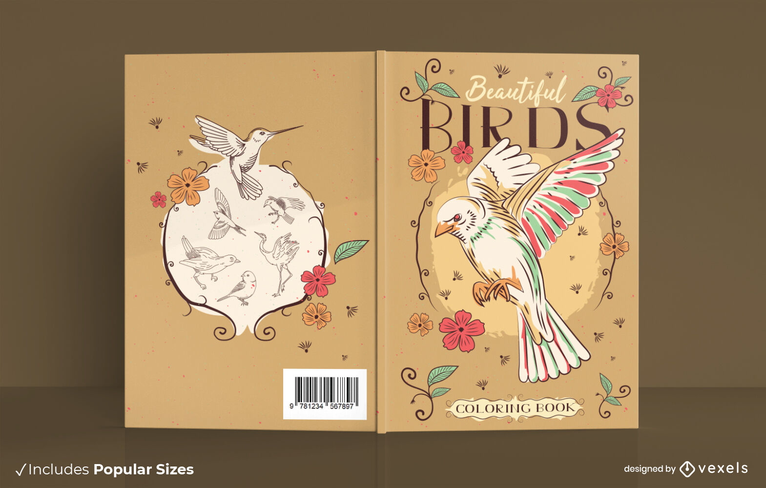 Desenho de capa de livro para colorir de pássaros