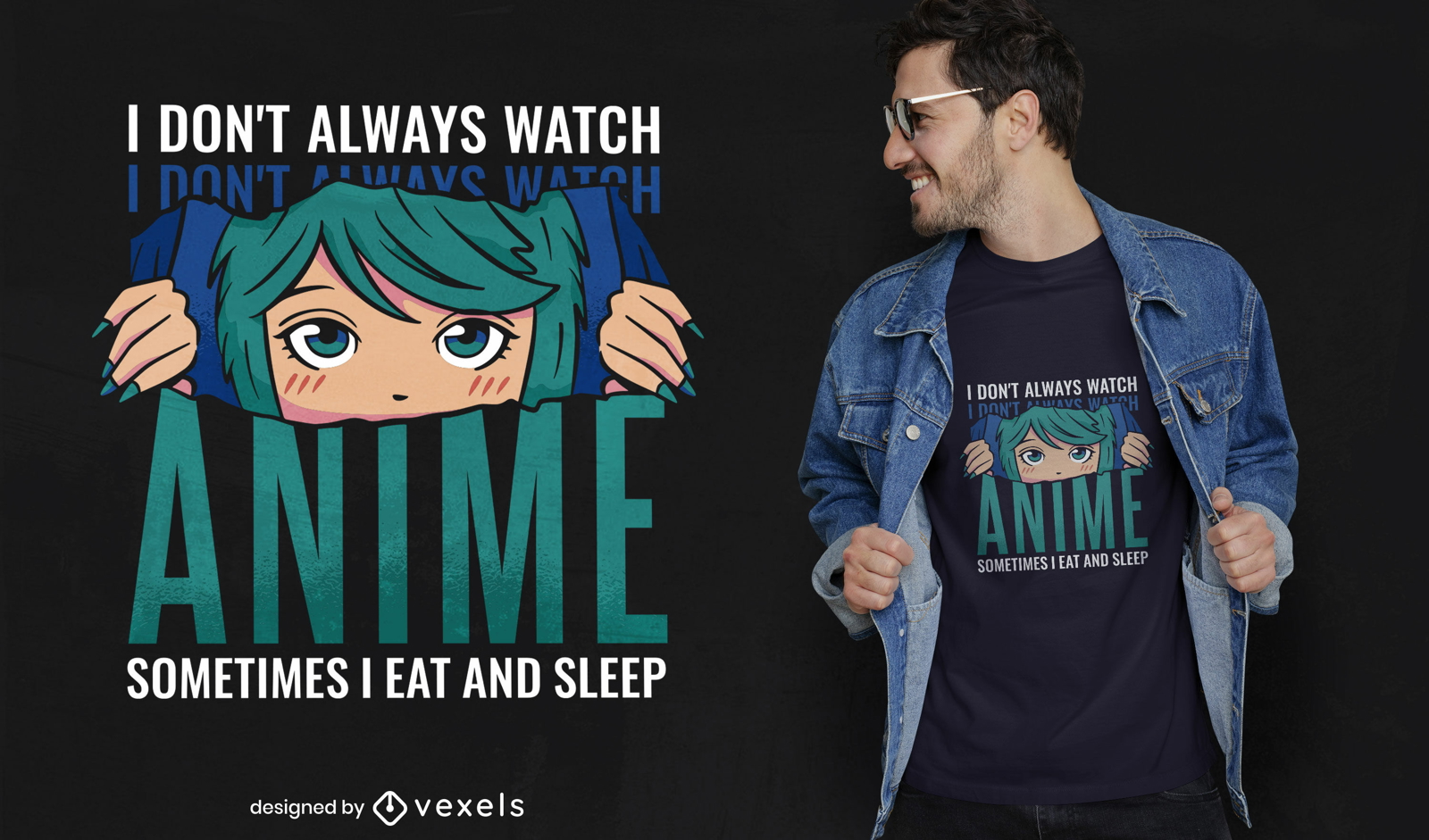 Design de camiseta com citação de anime engraçado